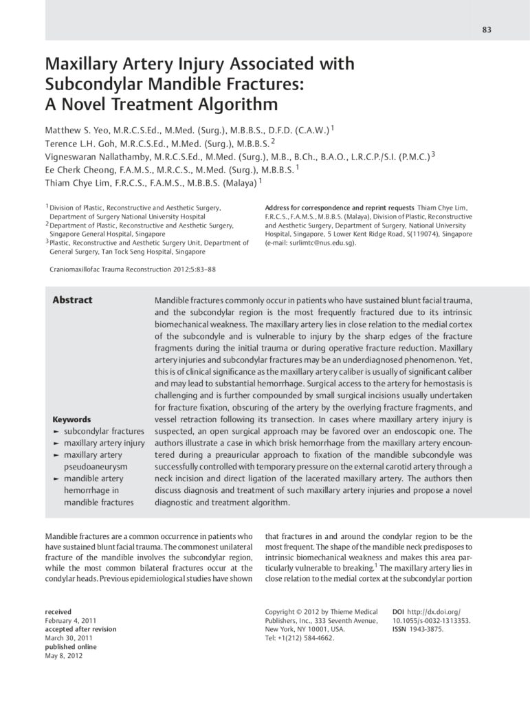 05 Maxillary Artery Injury Associated with Subcondylar Mandible Fractures &ndash; A Novel Treatment Algorithm-1_page-0001