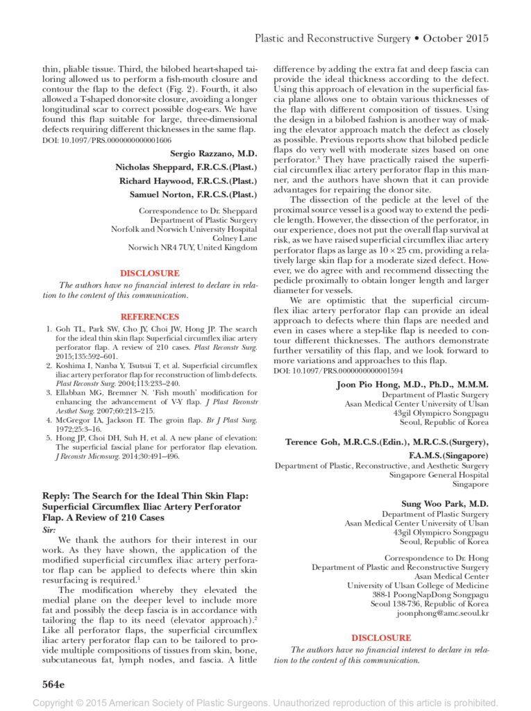 14 Reply &ndash; The Search for the Ideal Thin Skin Flap- Superficial Circumflex Iliac Artery Perforator Flap. A Review of 210 Cases-1_page-0001