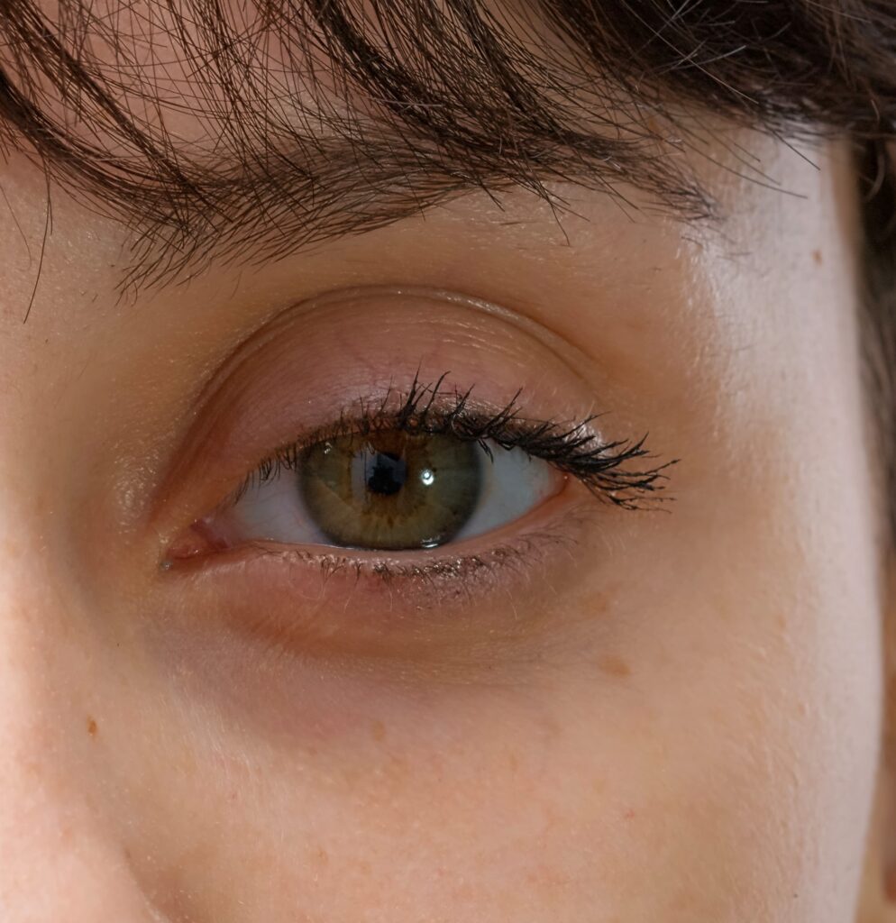 Image Macro shot authentic portrait of woman with natural skin